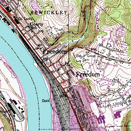 Topographic Map of Saint Clair, PA