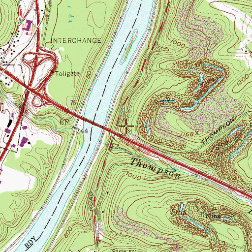 Topographic Map of Thompson, PA