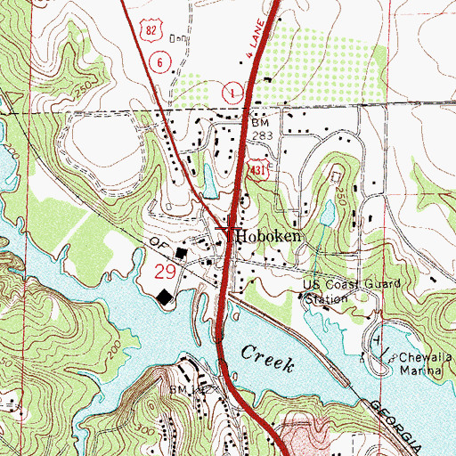 Topographic Map of Hoboken, AL