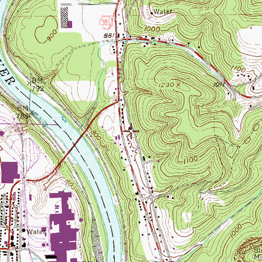 Topographic Map of Ellwood Junction, PA