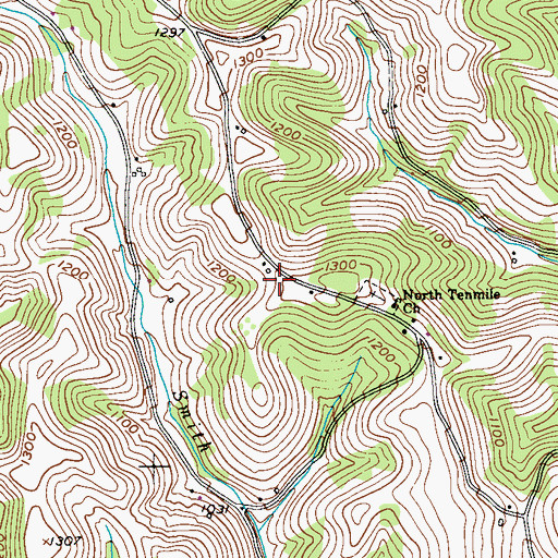 Topographic Map of Bakers, PA