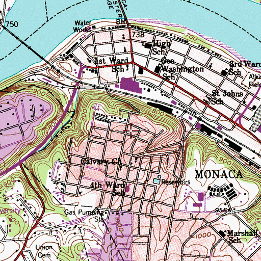 Topographic Map of Doctor Heights, PA