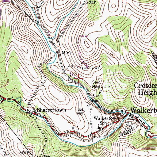 Topographic Map of Moffitts Mills, PA