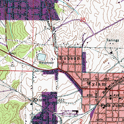 Topographic Map of Hobson, AL