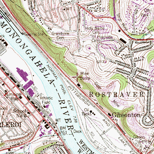Topographic Map of East Charleroi, PA