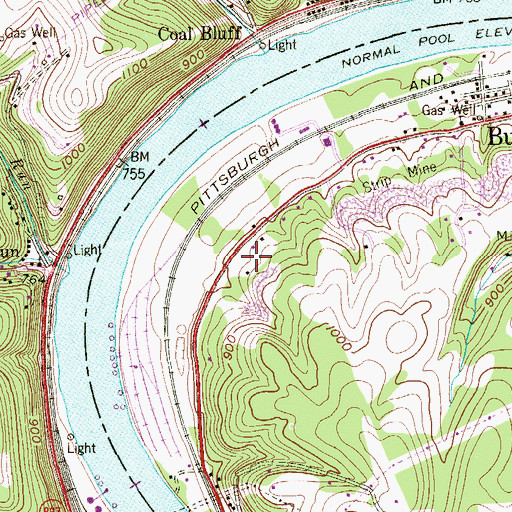 Topographic Map of Wallace, PA