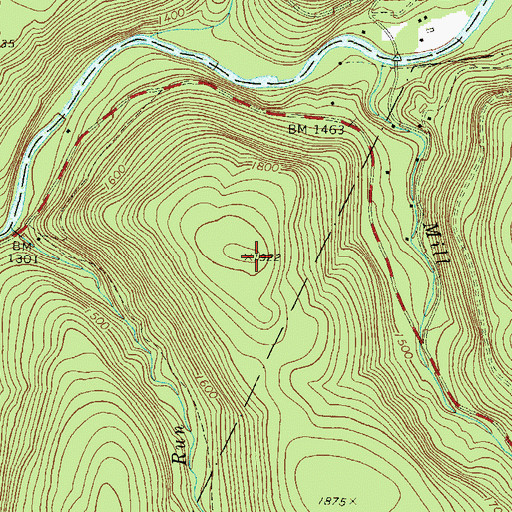 Topographic Map of Pole Hill, PA