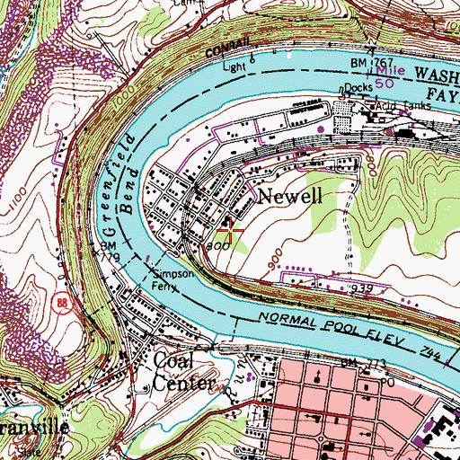 Topographic Map of Marchandville, PA