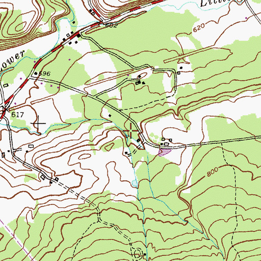 Topographic Map of Spruce Run, PA