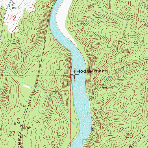 Topographic Map of Hodge Island, AL