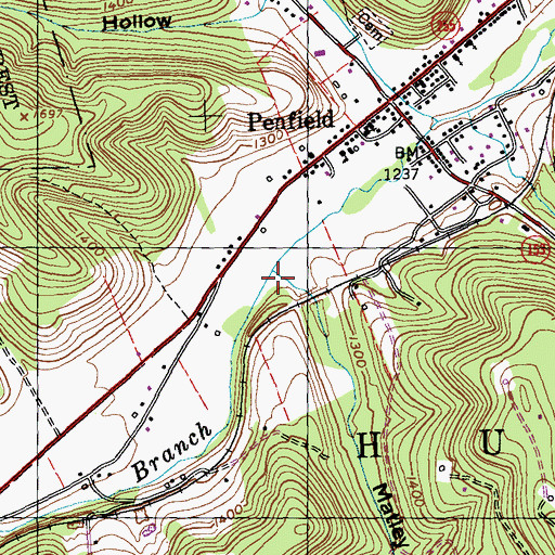 Topographic Map of Matley Run, PA