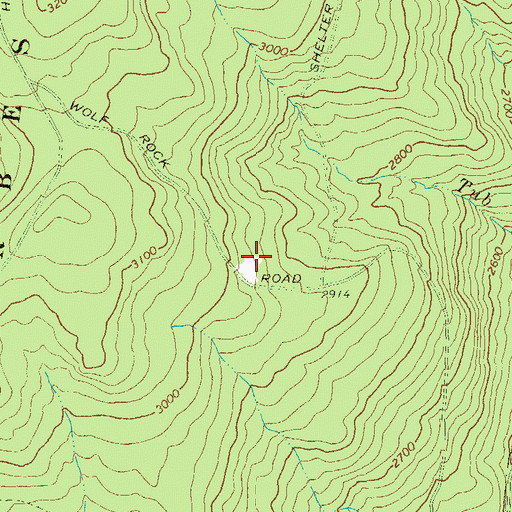 Topographic Map of Shelter Rocks, PA