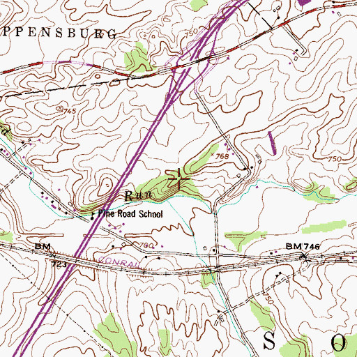 Topographic Map of Cleversburg Sink, PA