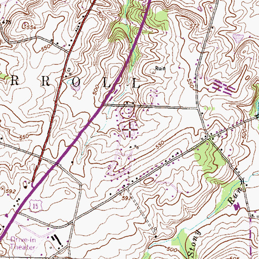 Topographic Map of Carroll Manor, PA