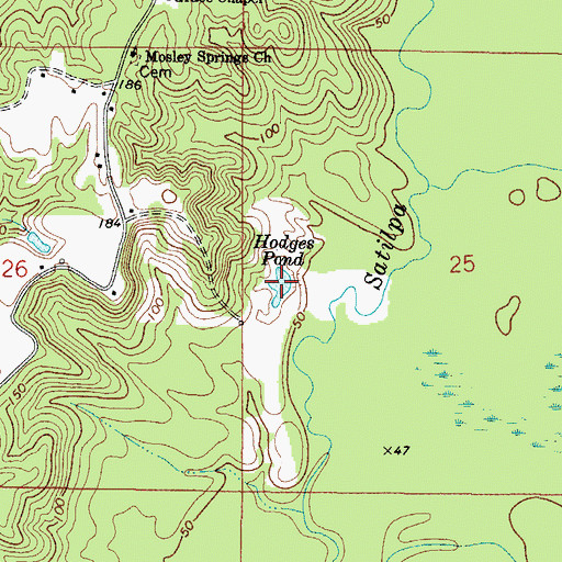 Topographic Map of Hodges Pond, AL