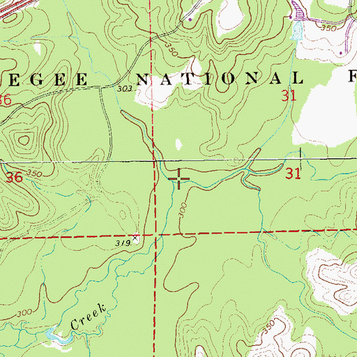 Topographic Map of Hodnett Creek, AL