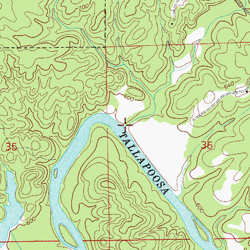 Topographic Map of Hodnett Mill Creek, AL