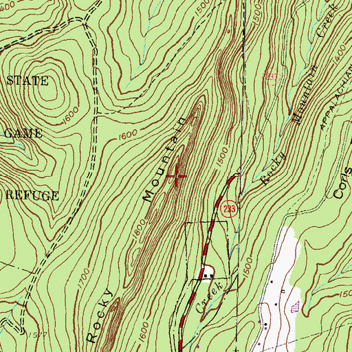 Topographic Map of Pivot Rock, PA