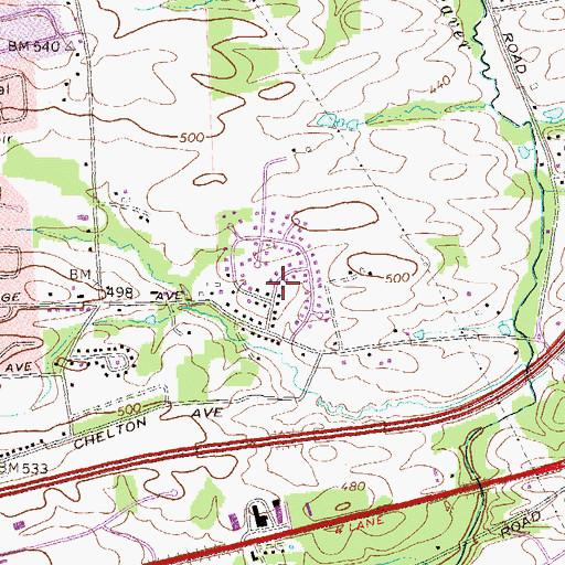 Topographic Map of Rockford Heights, PA