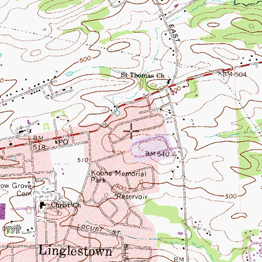Topographic Map of Eubuna Gardens, PA