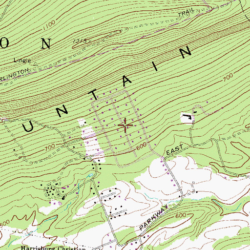 Topographic Map of Mountain View Acres, PA