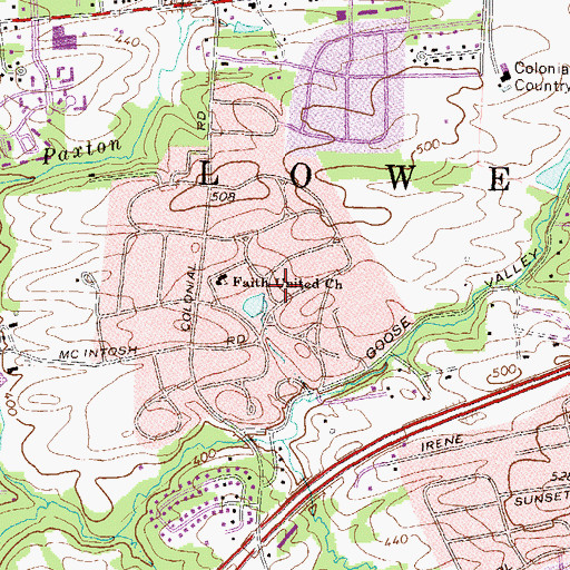 Topographic Map of Colonial Hills, PA