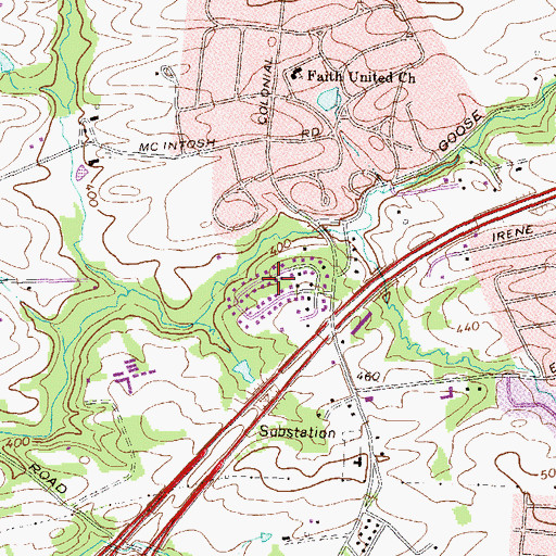 Topographic Map of Old Colonial Village, PA
