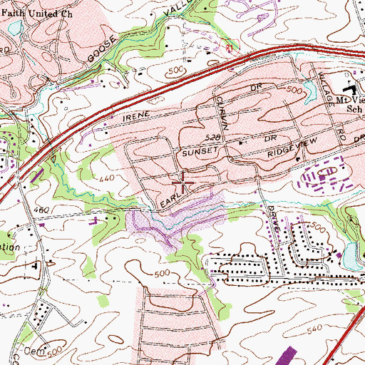 Topographic Map of Rustic Hills, PA