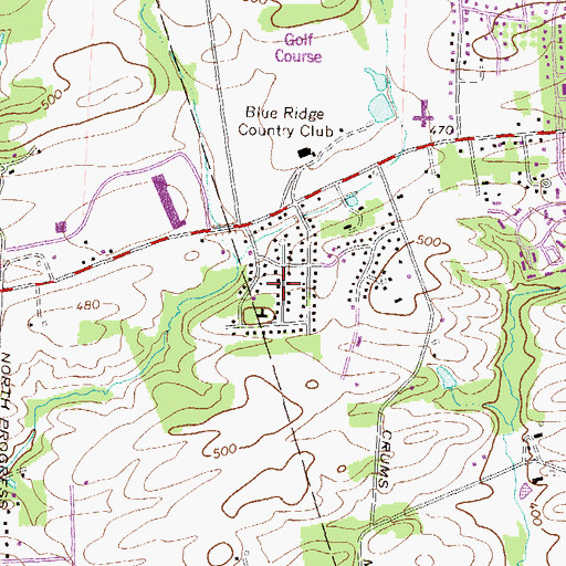 Topographic Map of Club Estates, PA