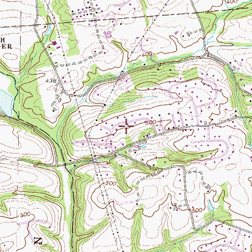 Topographic Map of Hillymeade, PA