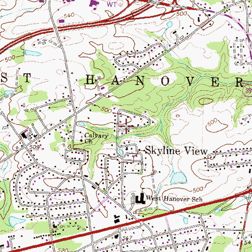 Topographic Map of North Skyline View, PA