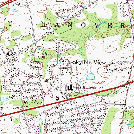 Topographic Map of Manor Acres, PA