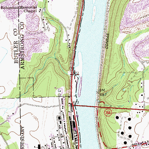 Topographic Map of Thoms Run, PA