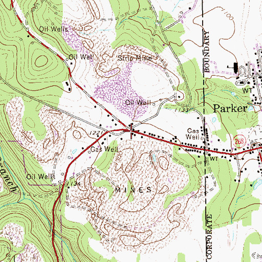 Topographic Map of Parkers Corners, PA