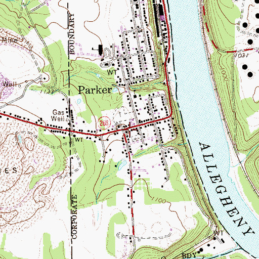 Topographic Map of Lawrenceburg, PA