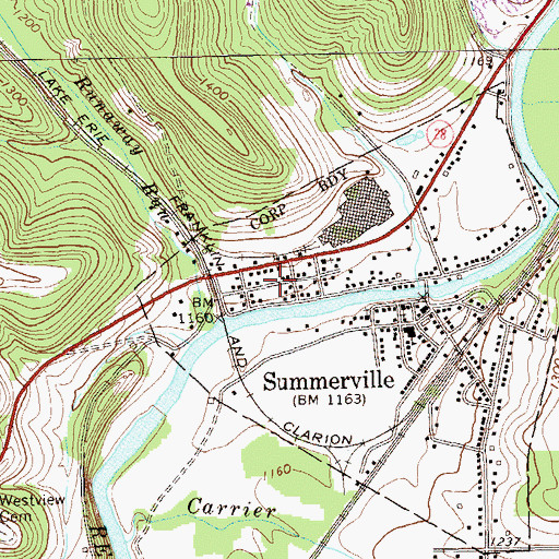 Topographic Map of Troy, PA