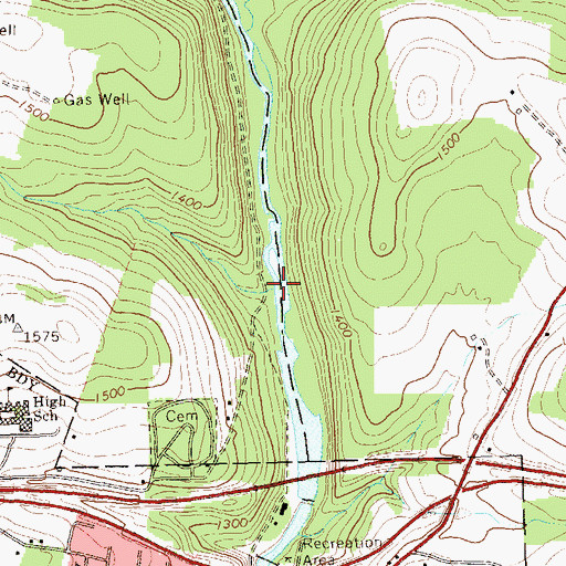 Topographic Map of Sugar Camp Run, PA