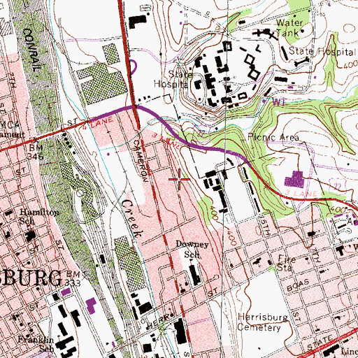 Topographic Map of Hillside Village, PA