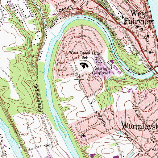 Topographic Map of Coventry Close, PA