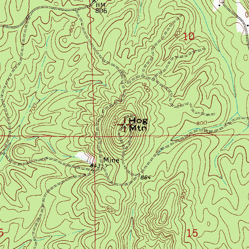 Topographic Map of Hog Mountain, AL