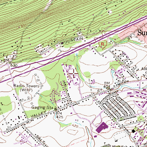 Topographic Map of Westwood Village, PA