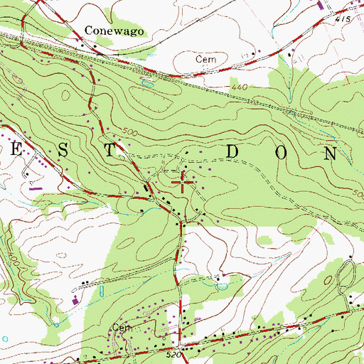 Topographic Map of Hickory Ridge, PA
