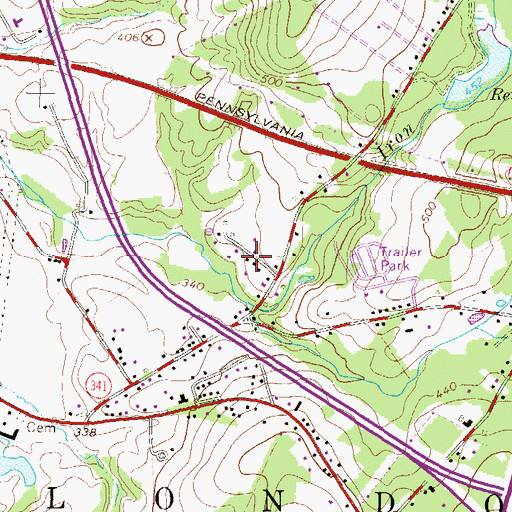 Topographic Map of Round Top Manor, PA