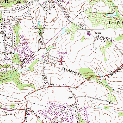 Topographic Map of Willow Farms Mobile Home Park, PA