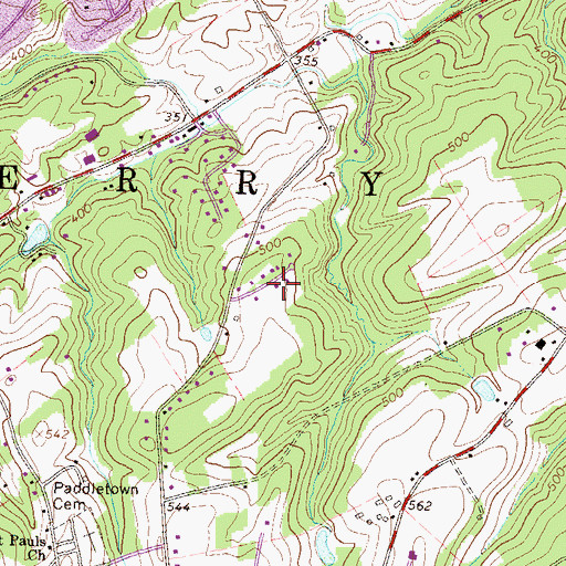 Topographic Map of Harvest Hills, PA