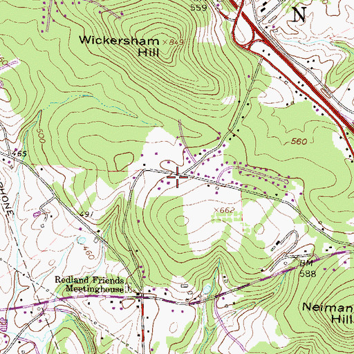 Topographic Map of Quaker Village, PA
