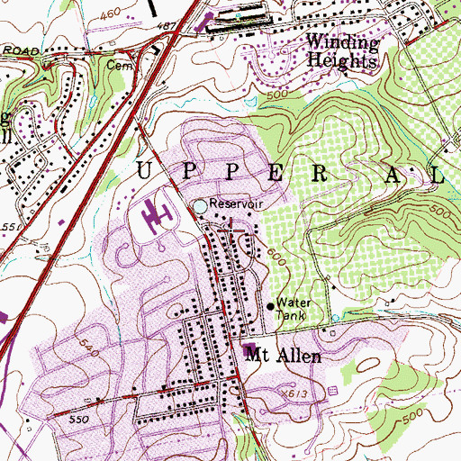 Topographic Map of Reservoir Hill, PA