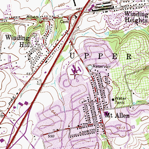 Topographic Map of Mount Allen Estates, PA
