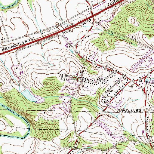 Topographic Map of Meadowbrook Mobile Home Park, PA