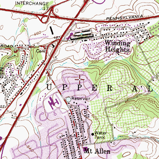Topographic Map of Kimberly Meadows, PA
